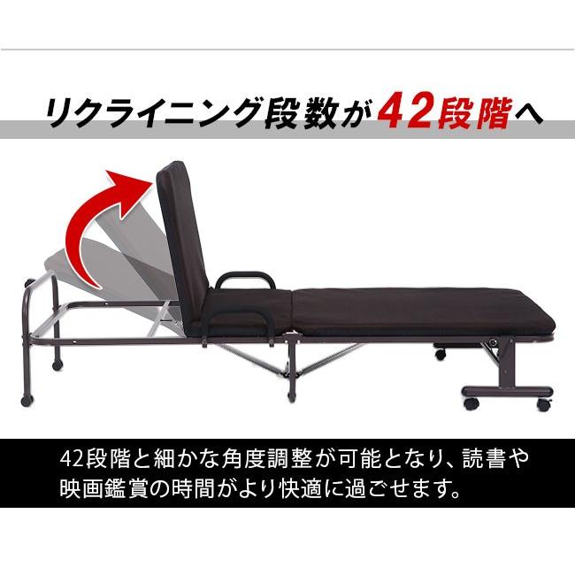 折りたたみベッド 簡易ベッド シングル リクライニングベッド コンパクト キャスター付き ワンタッチベッド アウトレット価格 |  | 01