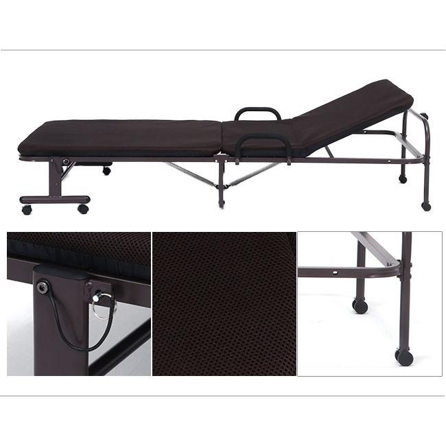 折りたたみベッド 簡易ベッド シングル リクライニングベッド コンパクト キャスター付き ワンタッチベッド アウトレット価格 |  | 03