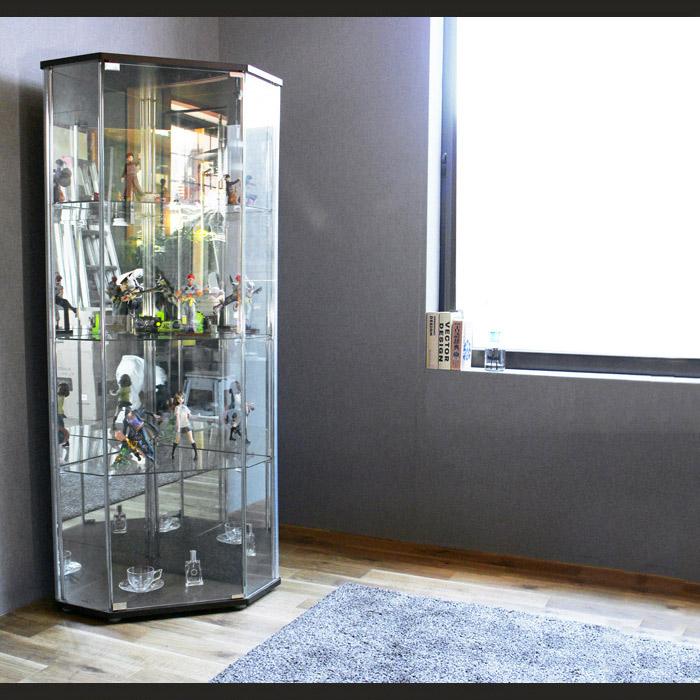 フィギュアケース ガラス コレクションケース 4段 コーナー 背面