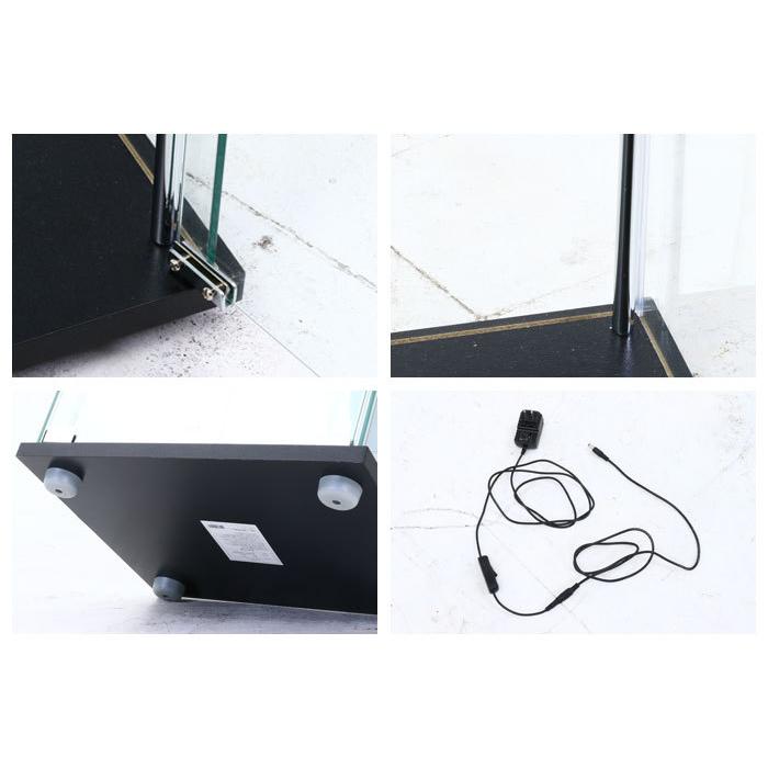 大型LED付ガラスケース幅40cm 4段 大型 フィギュア収納　BLACK コレクションケース LED ガラス製 4段 幅40cm ガラスコレクション