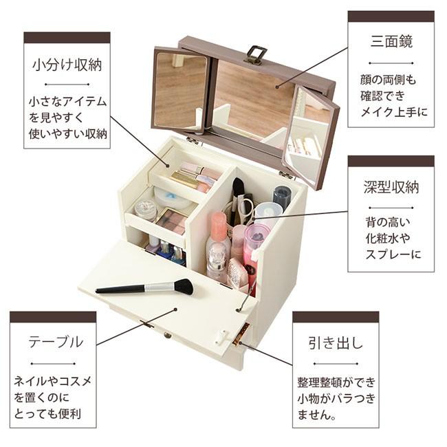 メイクボックス コスメボックス メイク コスメ ドレッサー 三面鏡 収納