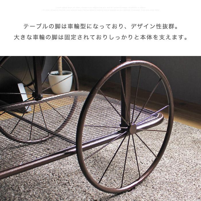 テーブル センターテーブル おしゃれ 木製 車輪 北欧 幅 112 高さ 50 cm ブルックリン アンティーク 木製 アイアン_8