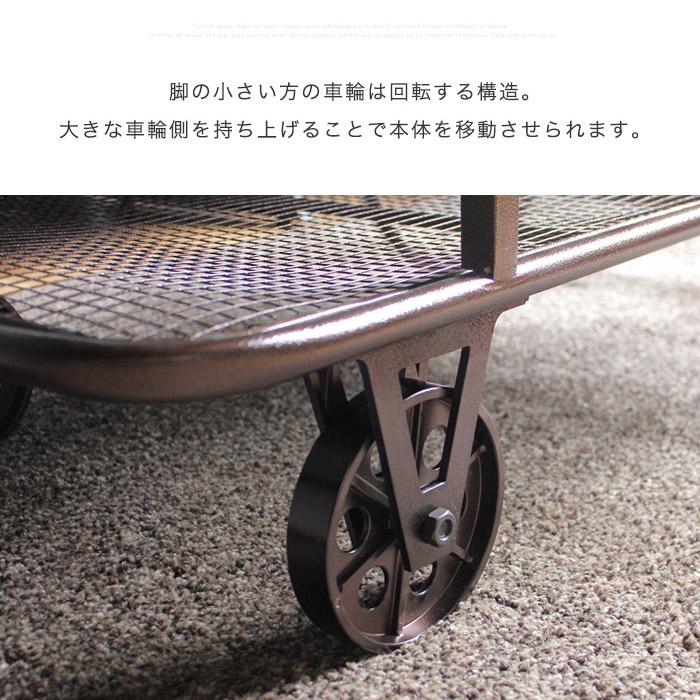テーブル センターテーブル おしゃれ 木製 車輪 北欧 幅 112 高さ 50 cm ブルックリン アンティーク 木製 アイアン_9