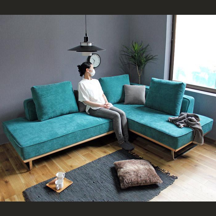 イケア（IKEA） カウチソファー コーデュロイ コーナーソファー 3人