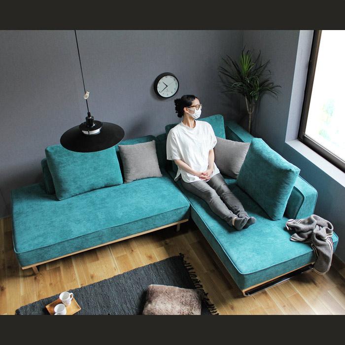 イケア（IKEA） カウチソファー コーデュロイ コーナーソファー 3人