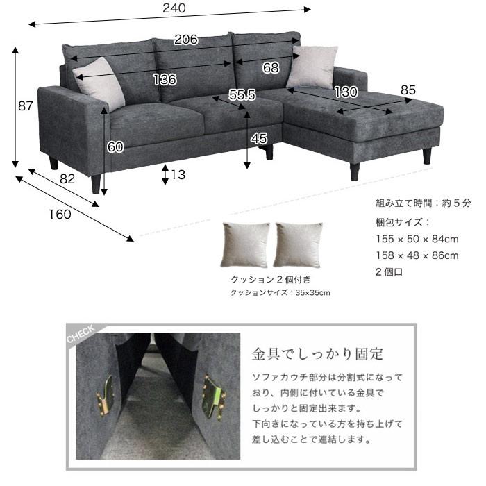 イケア カウチソファ コーナーソファ 3人掛け ポケットコイル ネイビー