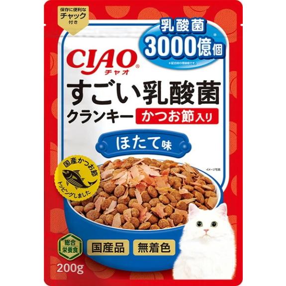 いなばペット】チャオ すごい乳酸菌クランキー かつお節入りほたて味