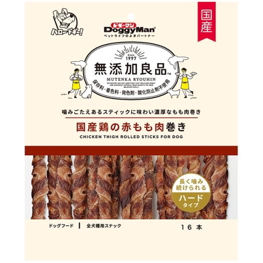 【ドギーマンハヤシ】無添加良品　国産鶏の赤もも肉巻き　１６本ｘ２４個（ケース販売）