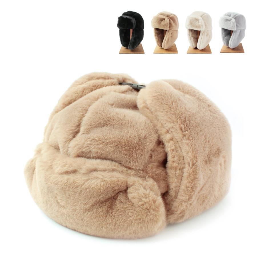 ベーシックエンチ Fake Fur Aviator Cap 帽子 アビエイター パイロットキャップ フェイク ファー 防寒 モコモコ イアマフ 耳当て フラップ メンズ レディース | Basiquenti