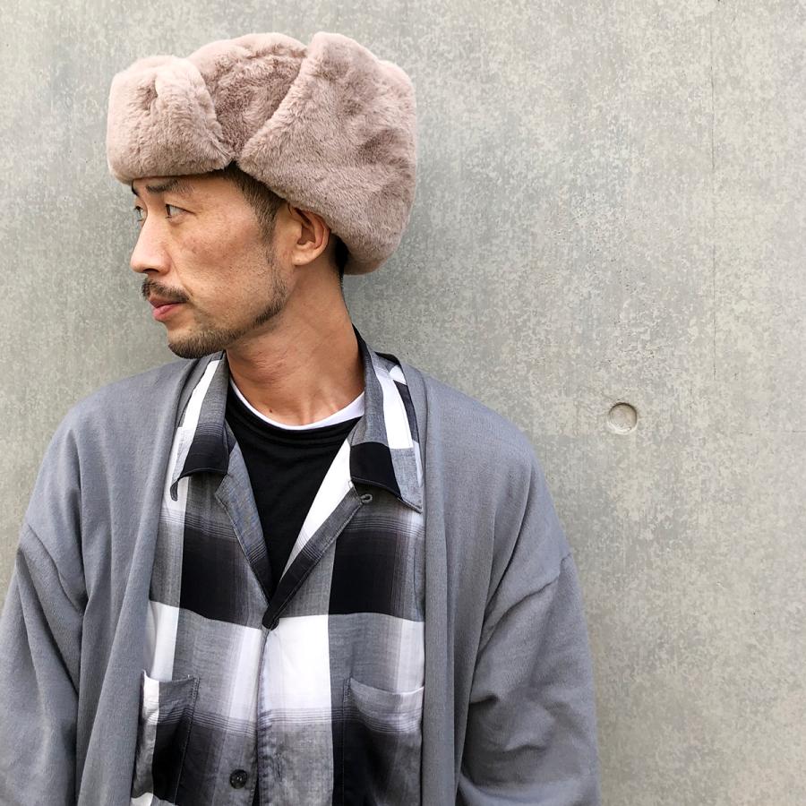 ベーシックエンチ Fake Fur Aviator Cap 帽子 アビエイター パイロットキャップ フェイク ファー 防寒 モコモコ イアマフ 耳当て フラップ メンズ レディース | Basiquenti | 06