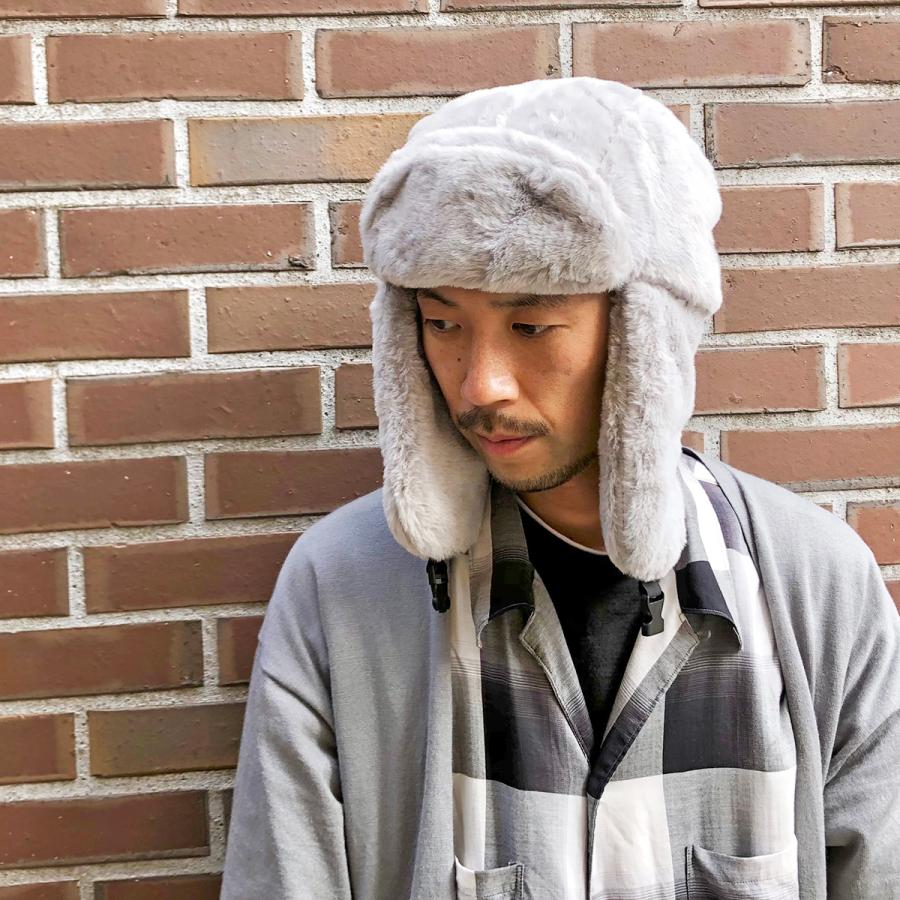 ベーシックエンチ Fake Fur Aviator Cap 帽子 アビエイター パイロットキャップ フェイク ファー 防寒 モコモコ イアマフ 耳当て フラップ メンズ レディース | Basiquenti | 08