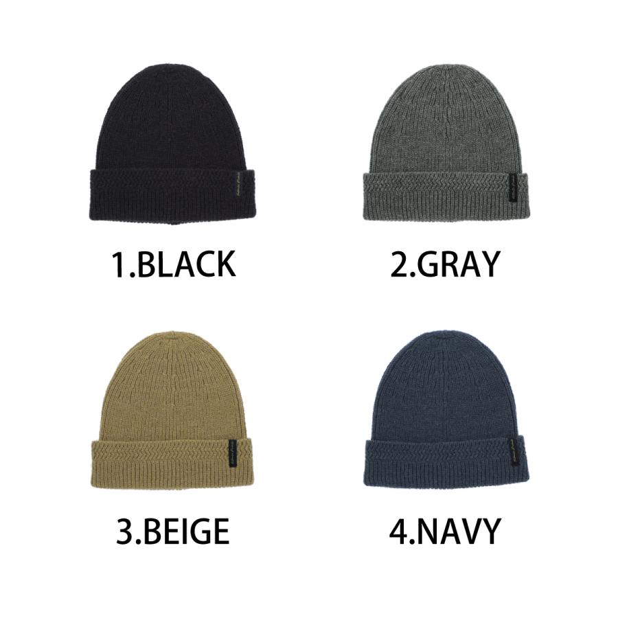 Basiquenti 洗える 抗菌 消臭 タグ ウール リブ ロゴ ニットキャップ