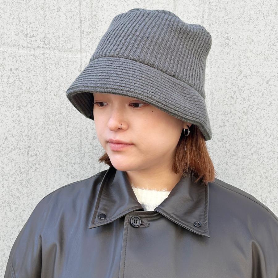 洗える 抗菌 消臭 暖かい 帽子 レディース メンズ フリーサイズ アウトドア ゴルフ ニット素材 ベーシックエンチ リブ ニット バケット ハット | Basiquenti | 06
