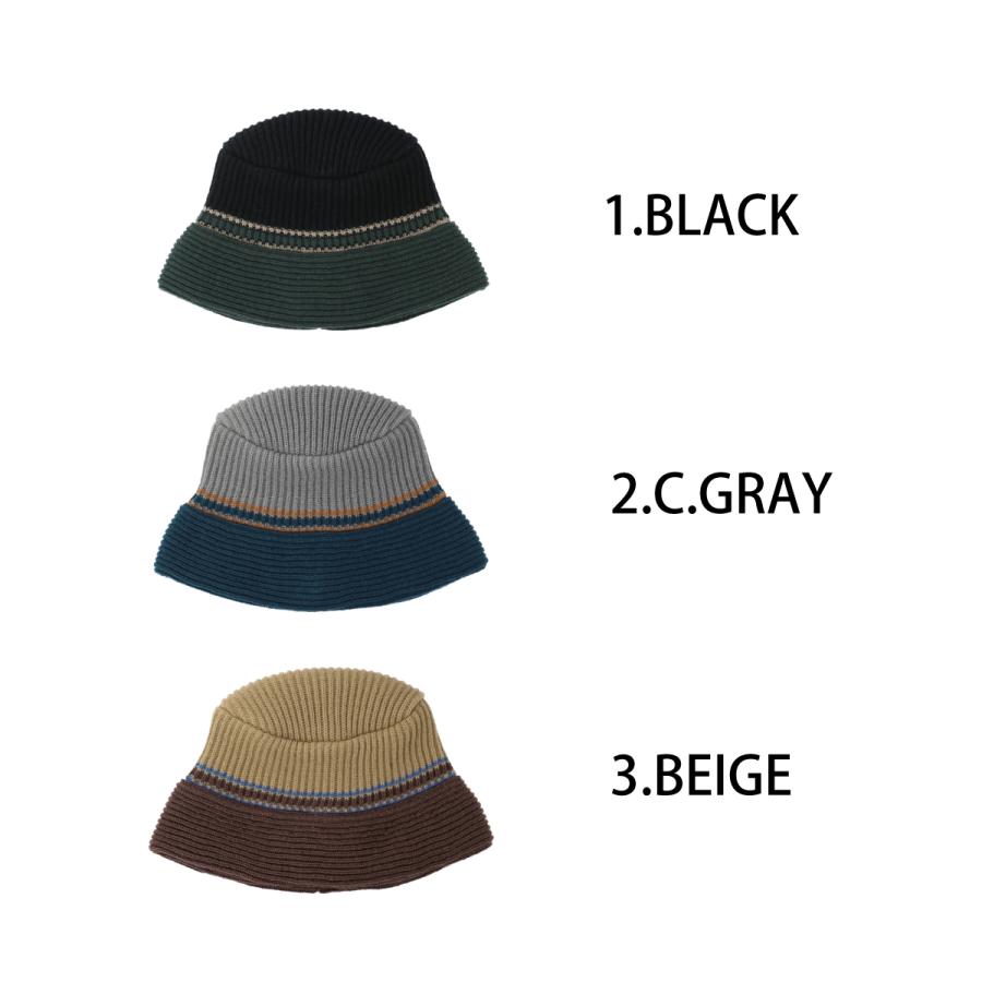 ニットハット 洗える 抗菌 消臭 ハット ニット バケット ちくちくしない 洗濯 帽子 メンズ レディース フリーサイズ ベーシックエンチ Line Knit Bucket Hat | Basiquenti | 12