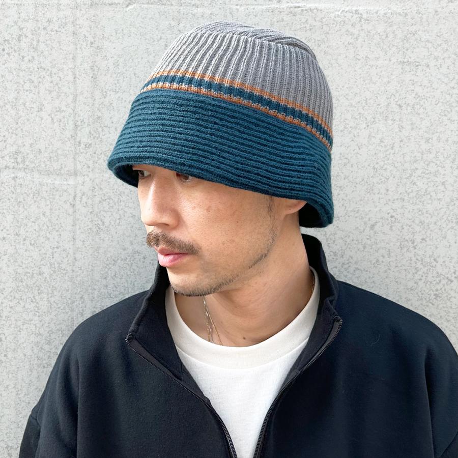 ニットハット 洗える 抗菌 消臭 ハット ニット バケット ちくちくしない 洗濯 帽子 メンズ レディース フリーサイズ ベーシックエンチ Line Knit Bucket Hat | Basiquenti | 05