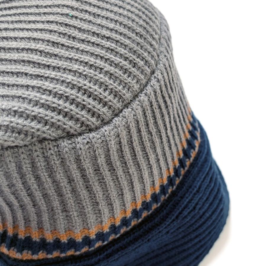 ニットハット 洗える 抗菌 消臭 ハット ニット バケット ちくちくしない 洗濯 帽子 メンズ レディース フリーサイズ ベーシックエンチ Line Knit Bucket Hat | Basiquenti | 09