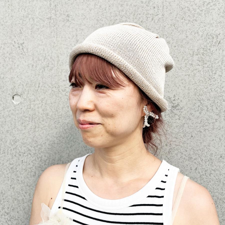 麻混 抗菌 消臭 洗える ワッチ ニット 帽子 ニット帽 春夏 風通し 快適 細編み レディース メンズ フリーサイズ 伸縮 ベーシックエンチ Dry Ramie Roll Watch | Basiquenti | 07