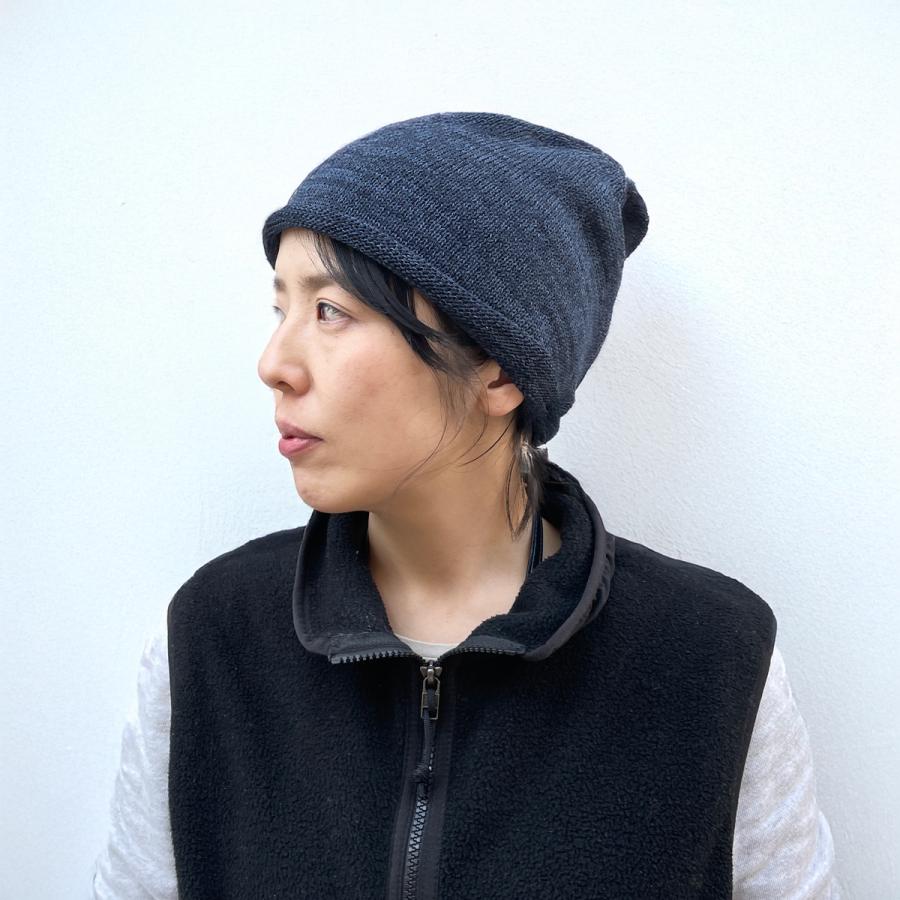 麻混 抗菌 消臭 洗える ワッチ ニット 帽子 ニット帽 春夏 風通し 快適 細編み レディース メンズ フリーサイズ 伸縮 ベーシックエンチ Dry Ramie Roll Watch | Basiquenti | 08