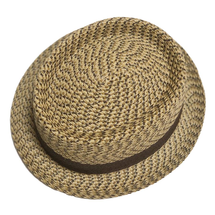 ポークパイ  帽子 大きめ ハット 中折れ 麦わら ストロー 春 夏 メンズ レディース 日除け 軽量 ブレード ゴルフ アウトドア Mosaic Braid Porkpie | Basiquenti | 12