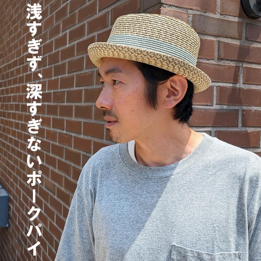 ポークパイ  帽子 大きめ ハット 中折れ 麦わら ストロー 春 夏 メンズ レディース 日除け 軽量 ブレード ゴルフ アウトドア Mosaic Braid Porkpie | Basiquenti | 06