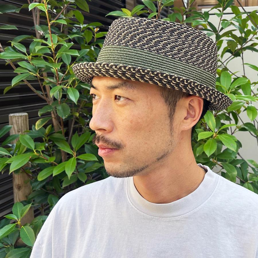 ポークパイ  帽子 大きめ ハット 中折れ 麦わら ストロー 春 夏 メンズ レディース 日除け 軽量 ブレード ゴルフ アウトドア Mosaic Braid Porkpie | Basiquenti | 07