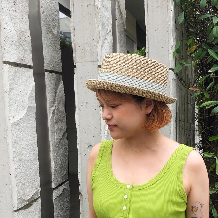 ポークパイ  帽子 大きめ ハット 中折れ 麦わら ストロー 春 夏 メンズ レディース 日除け 軽量 ブレード ゴルフ アウトドア Mosaic Braid Porkpie | Basiquenti | 08
