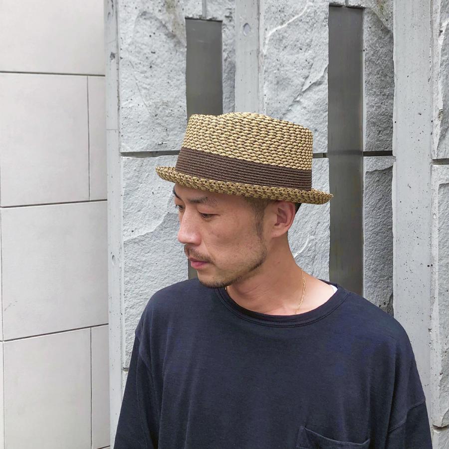 ポークパイ  帽子 大きめ ハット 中折れ 麦わら ストロー 春 夏 メンズ レディース 日除け 軽量 ブレード ゴルフ アウトドア Mosaic Braid Porkpie | Basiquenti | 09
