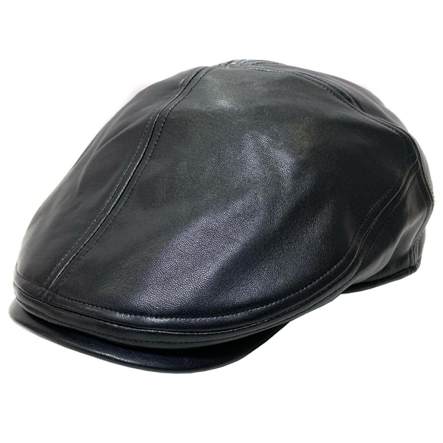 ベーシックエンチ Fake Leather Hunting フェイクレザー ハンチング 抗菌 消臭 秋冬 PU レザー 帽子 鳥打帽 モード アイビー メンズ レディース フリーサイズ | Basiquenti | 01