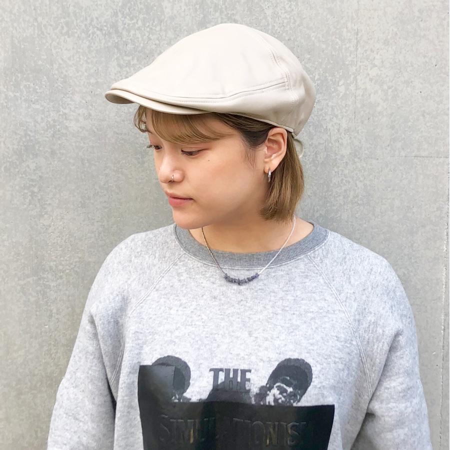 ベーシックエンチ Fake Leather Hunting フェイクレザー ハンチング 抗菌 消臭 秋冬 PU レザー 帽子 鳥打帽 モード アイビー メンズ レディース フリーサイズ | Basiquenti | 06