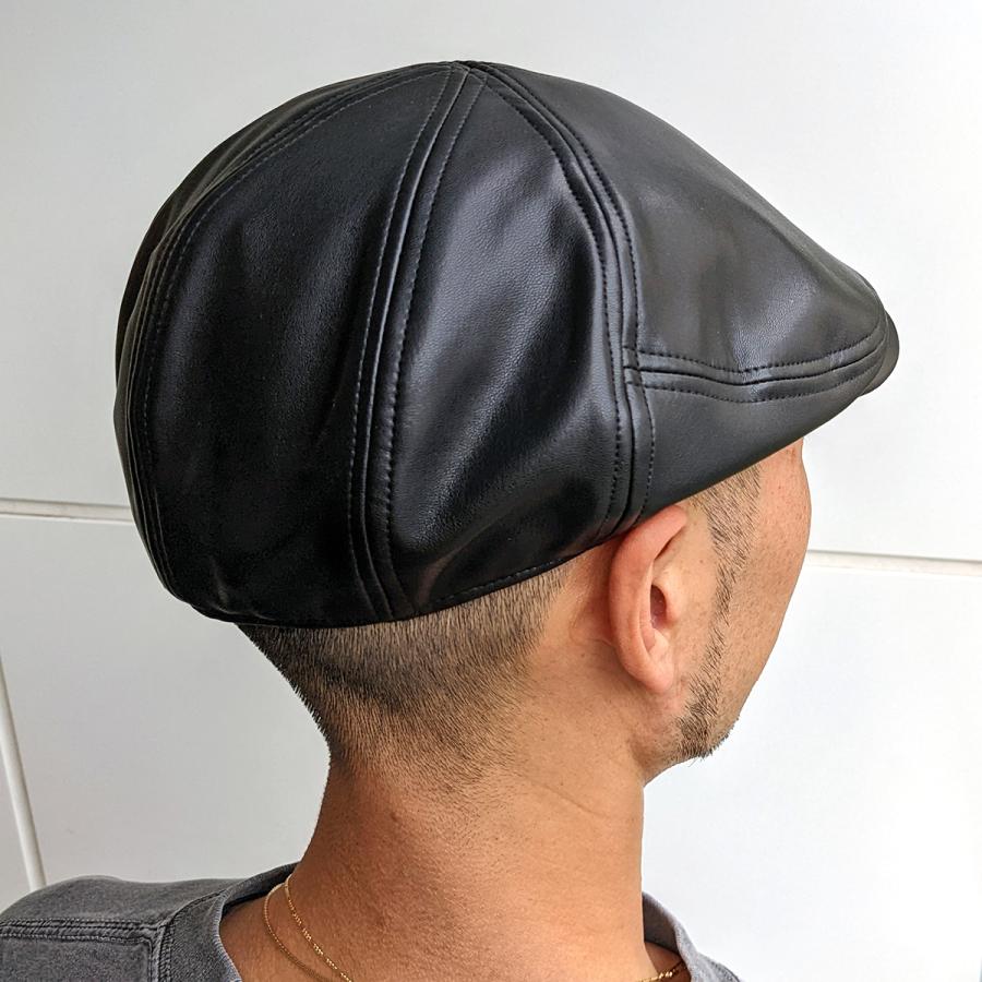 ベーシックエンチ Fake Leather Hunting フェイクレザー ハンチング 抗菌 消臭 秋冬 PU レザー 帽子 鳥打帽 モード アイビー メンズ レディース フリーサイズ | Basiquenti | 08