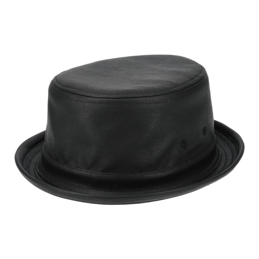 ベーシックエンチ Fake Leather Porkpie 帽子 ハット 抗菌 消臭 ポークパイ フェイクレザー エコレザー ヴィンテージ 定番 メンズ レディース フリーサイズ | Basiquenti | 01