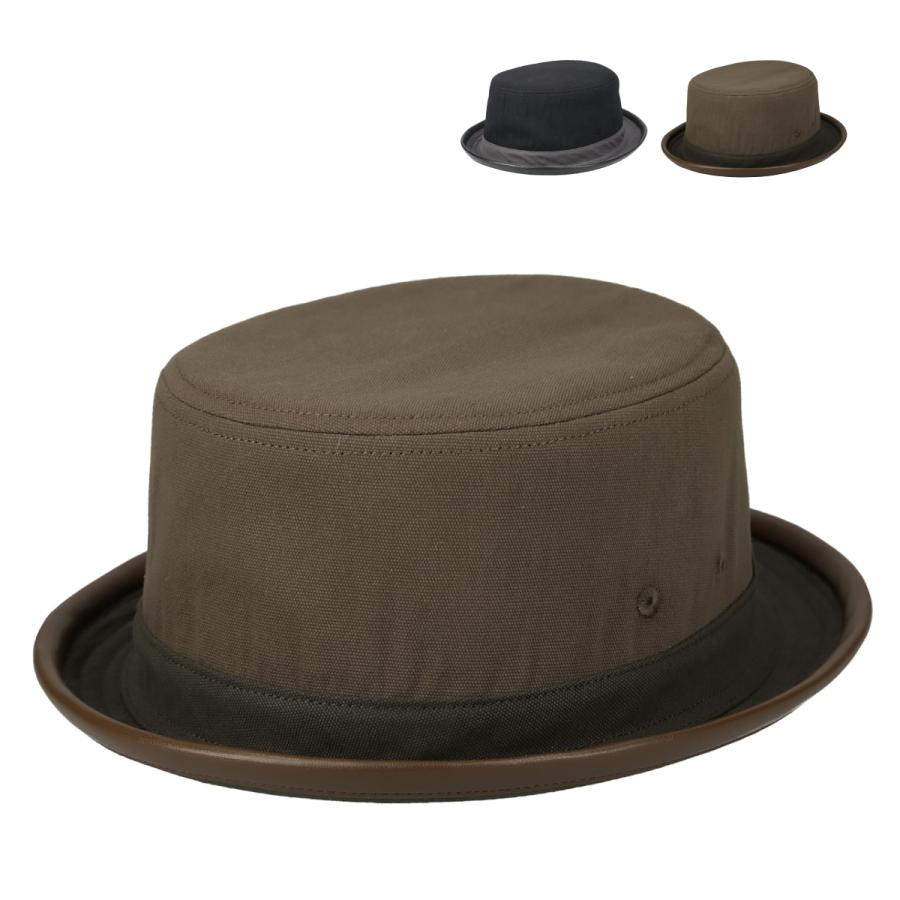 帽子 ハット 抗菌 消臭 ポークパイ フェイクレザー コットン ヴィンテージ バイカラー クラシック 定番 メンズ レディース フリーサイズ Combi PU Pork Pie | Basiquenti