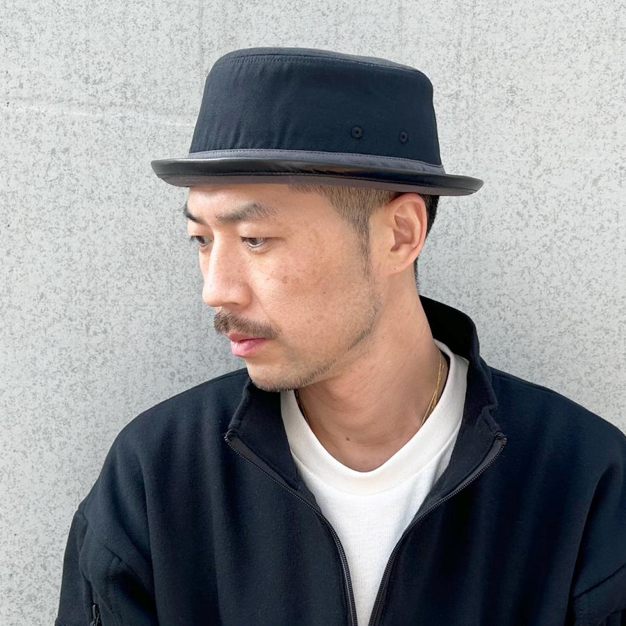 帽子 ハット 抗菌 消臭 ポークパイ フェイクレザー コットン ヴィンテージ バイカラー クラシック 定番 メンズ レディース フリーサイズ Combi PU Pork Pie | Basiquenti | 03