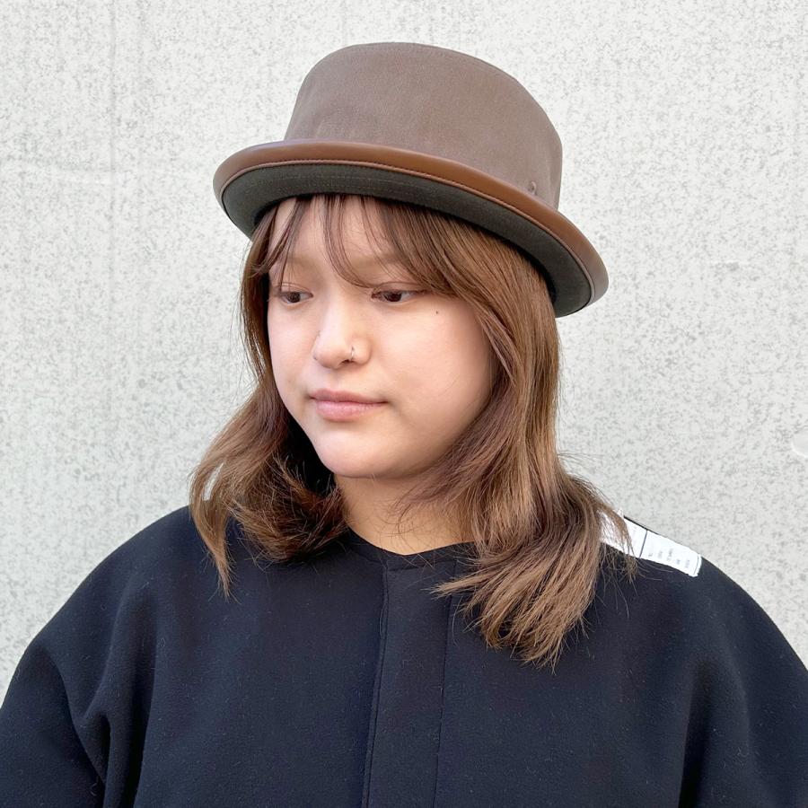 帽子 ハット 抗菌 消臭 ポークパイ フェイクレザー コットン ヴィンテージ バイカラー クラシック 定番 メンズ レディース フリーサイズ Combi PU Pork Pie | Basiquenti | 04