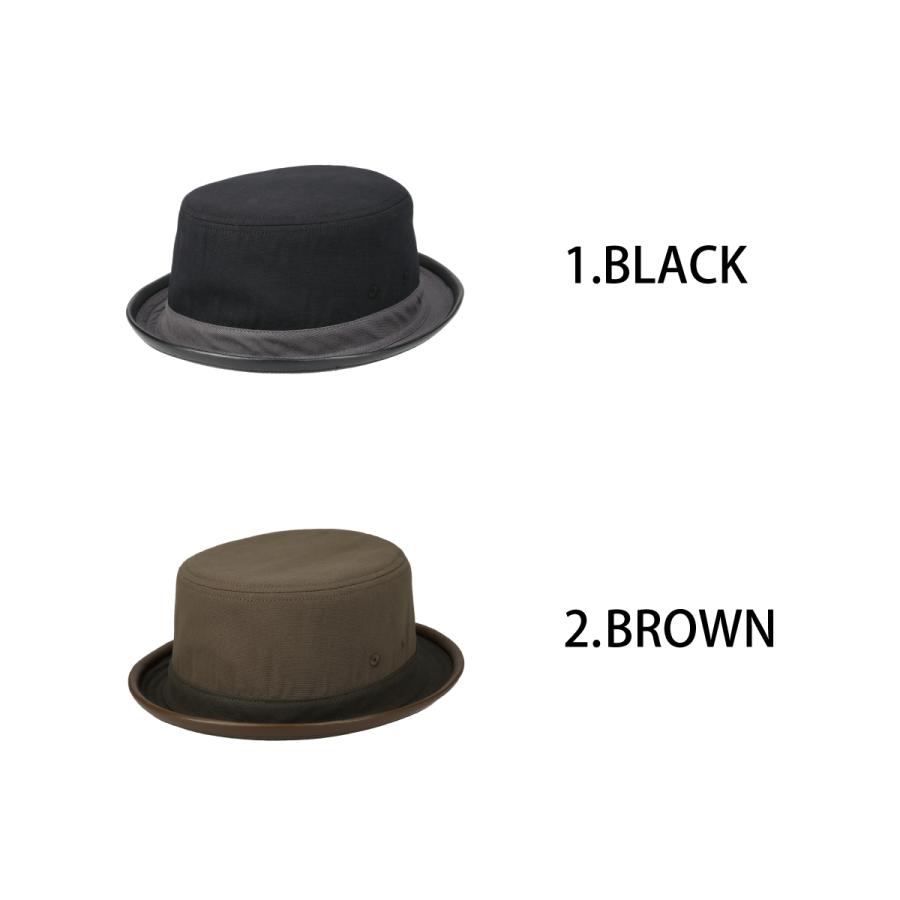 帽子 ハット 抗菌 消臭 ポークパイ フェイクレザー コットン ヴィンテージ バイカラー クラシック 定番 メンズ レディース フリーサイズ Combi PU Pork Pie | Basiquenti | 10