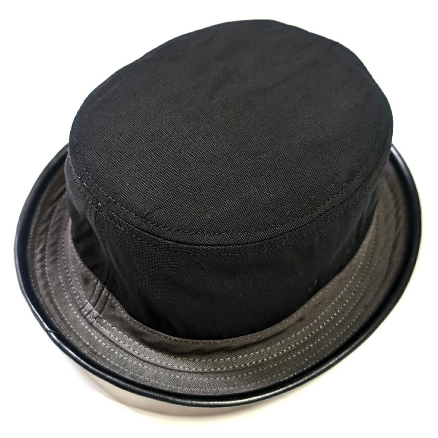 帽子 ハット 抗菌 消臭 ポークパイ フェイクレザー コットン ヴィンテージ バイカラー クラシック 定番 メンズ レディース フリーサイズ Combi PU Pork Pie | Basiquenti | 06