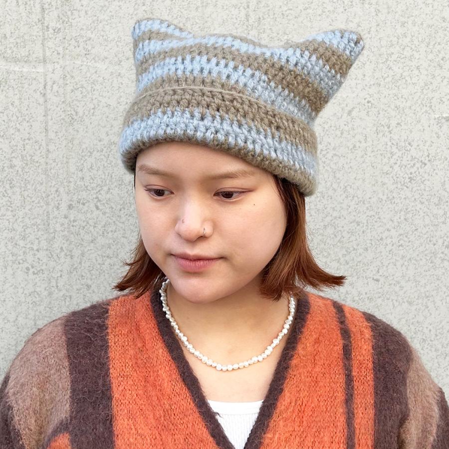 ソエリラ Cat Beanie キャット ビーニー ニット帽 帽子 猫耳ニットキャップ スクエアワッチ 親子 ねこみみ 洗える 抗菌 消臭 レディース キッズ フリーサイズ | Basiquenti | 15