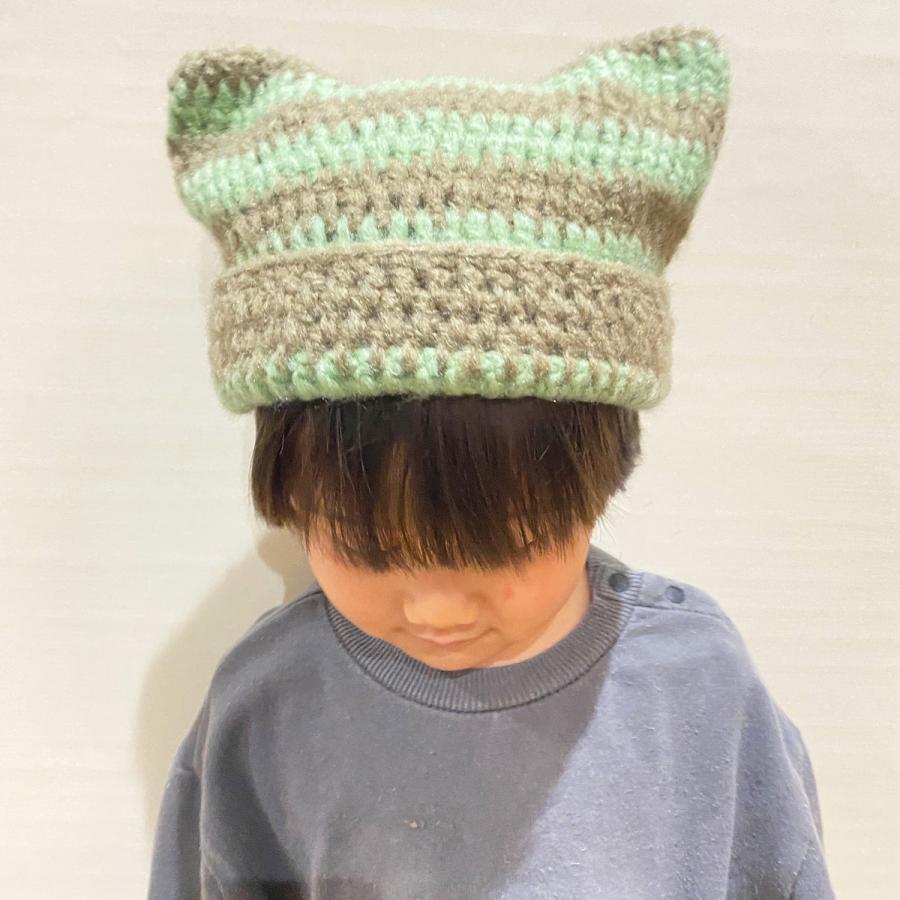 ソエリラ Cat Beanie キャット ビーニー ニット帽 帽子 猫耳ニットキャップ スクエアワッチ 親子 ねこみみ 洗える 抗菌 消臭 レディース キッズ フリーサイズ | Basiquenti | 19