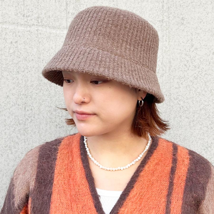 シープファー 抗菌 消臭 ハット ファー ふわふわ もこもこ バケットハット ダウンブリム 帽子 レディース フリーサイズ リブ 深め 手洗い Sheep Fur Bucket Hat | Basiquenti | 10