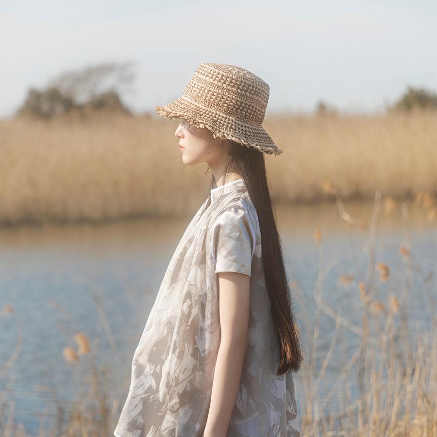 ラフィア 麦わらハット 抗菌 消臭 ハット 日除け 帽子 レディース フリーサイズ フリンジ つば広 切りっぱなし 麦わら帽子 UV対策 ソエリラ Ethnic Fringe Hat | Basiquenti | 05