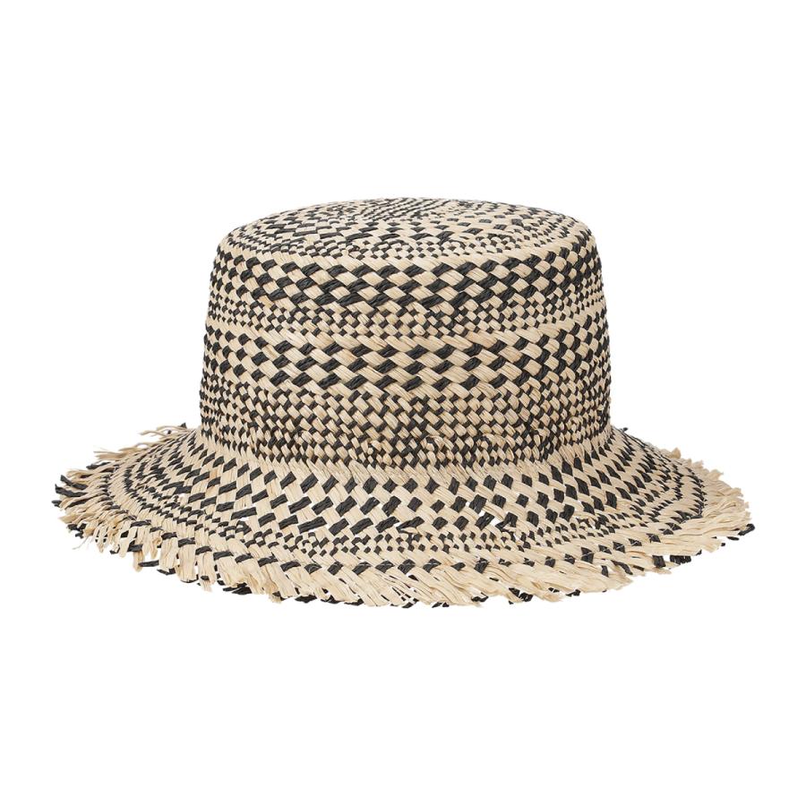 ラフィア 麦わらハット 抗菌 消臭 ハット 日除け 帽子 レディース フリーサイズ フリンジ つば広 切りっぱなし 麦わら帽子 UV対策 ソエリラ Ethnic Fringe Hat | Basiquenti | 01