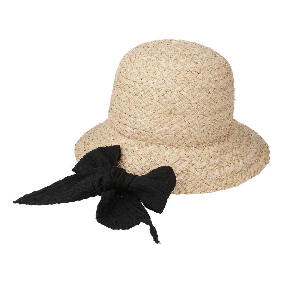 ラフィア ベルハット 抗菌 消臭 ハット ストローハット 日除け 帽子 レディース フリーサイズ リボン UV対策 麦わらハット ソエリラ Raffia Bell Hat | Basiquenti | 01