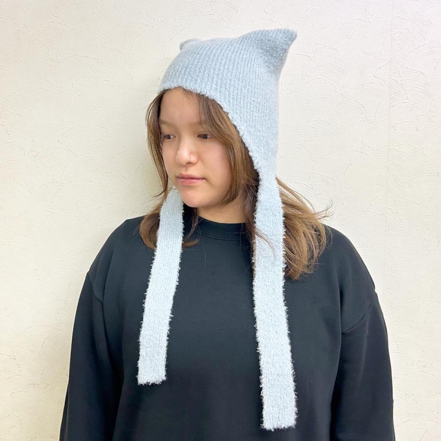 猫耳 抗菌 消臭 キャット イアー ワッチ ニットキャップ 猫みみ リボン 防寒 ニット帽 スクエアワッチ 帽子 レディース フリーサイズ 手洗い Cat Ear Watch | Basiquenti | 08