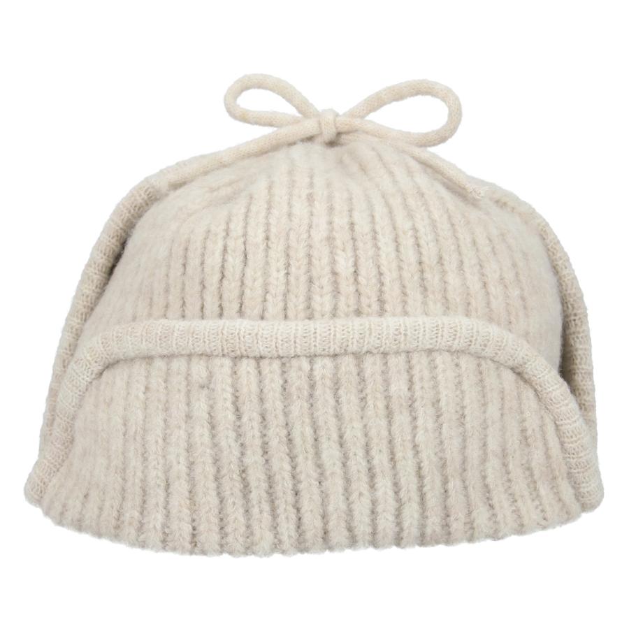 2way 抗菌 消臭 フライト キャップ ニット ふわふわ もこもこ 耳当て付き リボン 防寒 帽子 レディース フリーサイズ リブ 深め 手洗い Rib Knit Flight Cap | Basiquenti | 02