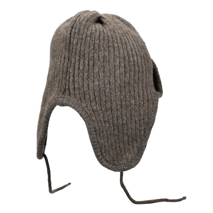 2way 抗菌 消臭 フライト キャップ ニット ふわふわ もこもこ 耳当て付き リボン 防寒 帽子 レディース フリーサイズ リブ 深め 手洗い Rib Knit Flight Cap | Basiquenti | 08