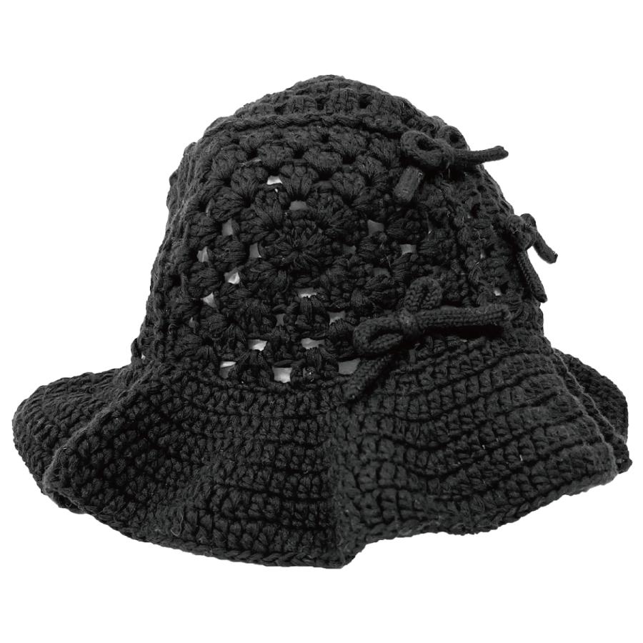 リボン ニット クロシェ 手編みコットンクロシェハット 抗菌 消臭 小顔効果 ハット 日除け 帽子 畳める レディース フリーサイズ ソエリラ Ribbon Knit Crochet | Basiquenti | 06