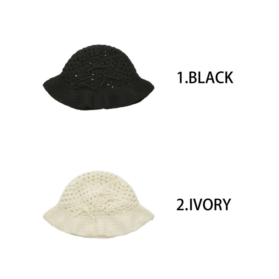 リボン ニット クロシェ 手編みコットンクロシェハット 抗菌 消臭 小顔効果 ハット 日除け 帽子 畳める レディース フリーサイズ ソエリラ Ribbon Knit Crochet | Basiquenti | 09