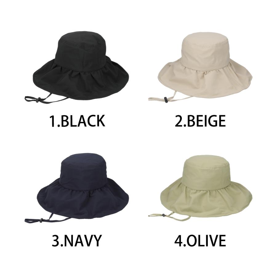 はっ水 洗える 抗菌 消臭 ハット フリル 帽子 レディース フリーサイズ レイン サファリハット 手洗い あご紐 ソエリラ Frill Brim Hat | Basiquenti | 14