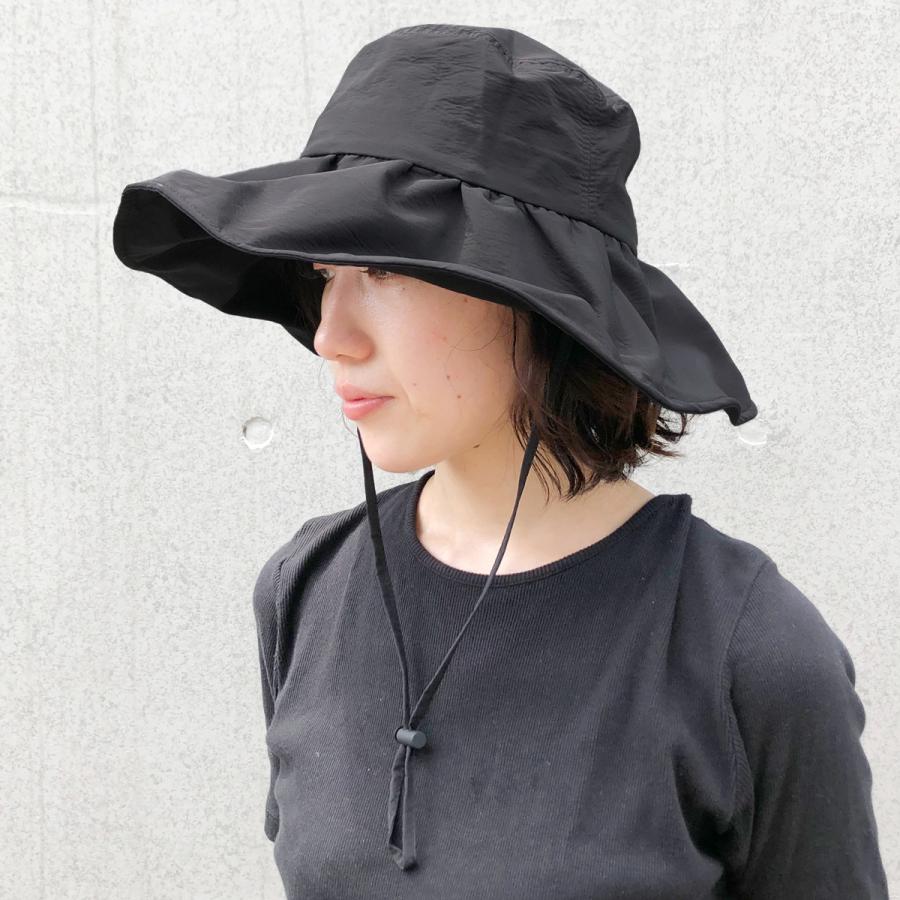 はっ水 洗える 抗菌 消臭 ハット フリル 帽子 レディース フリーサイズ レイン サファリハット 手洗い あご紐 ソエリラ Frill Brim Hat | Basiquenti | 05