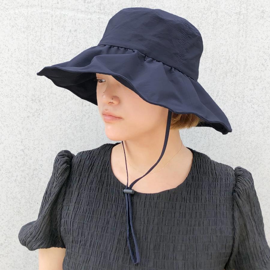 はっ水 洗える 抗菌 消臭 ハット フリル 帽子 レディース フリーサイズ レイン サファリハット 手洗い あご紐 ソエリラ Frill Brim Hat | Basiquenti | 07